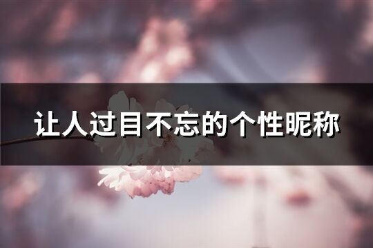 让人过目不忘的个性昵称(精选580个)