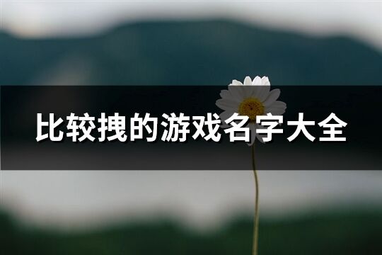 比较拽的游戏名字大全(优选572个)