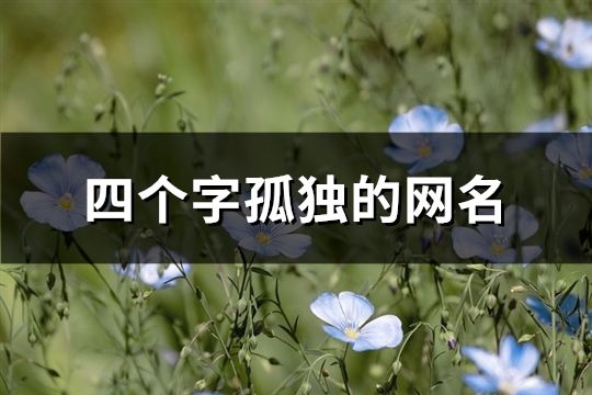 四个字孤独的网名(共168个)