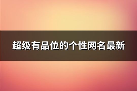 超级有品位的个性网名最新(181个)