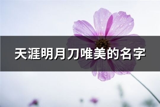 天涯明月刀唯美的名字(共362个)