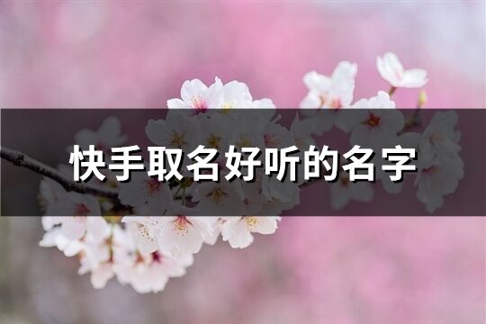 快手取名好听的名字(优选445个)