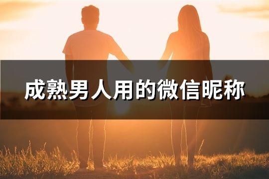 成熟男人用的微信昵称(141个)