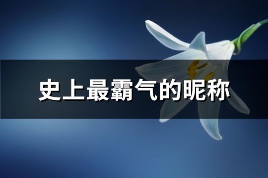 史上最霸气的昵称(63个)