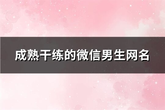 成熟干练的微信男生网名(精选105个)