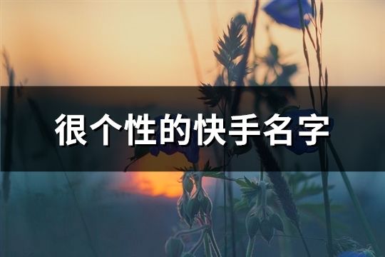 很个性的快手名字(精选181个)