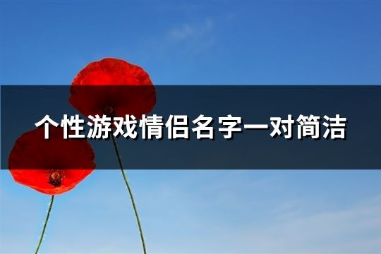 个性游戏情侣名字一对简洁(共192个)