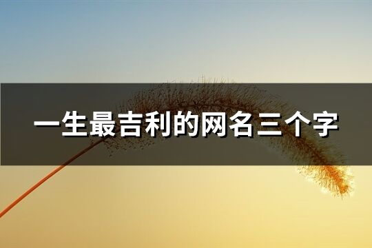 一生最吉利的网名三个字(精选171个)