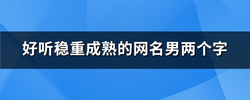 好听稳重成熟的网名男两个字(共290个)