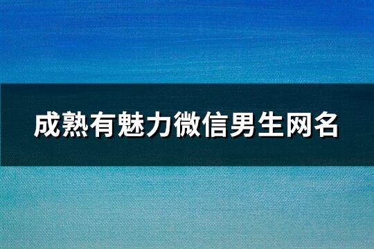 成熟有魅力微信男生网名(共77个)