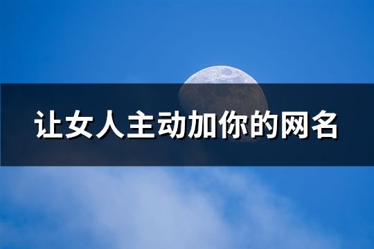 让女人主动加你的网名(252个)