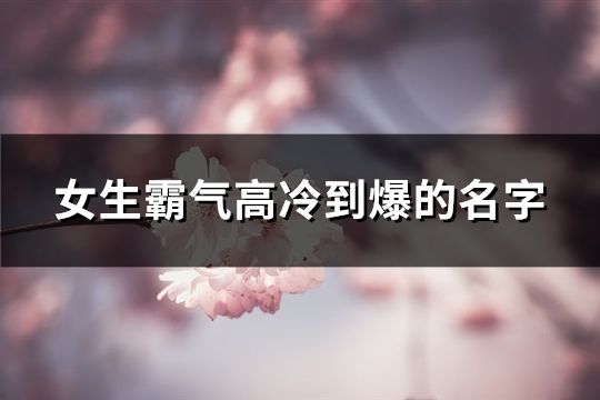 女生霸气高冷到爆的名字(76个)