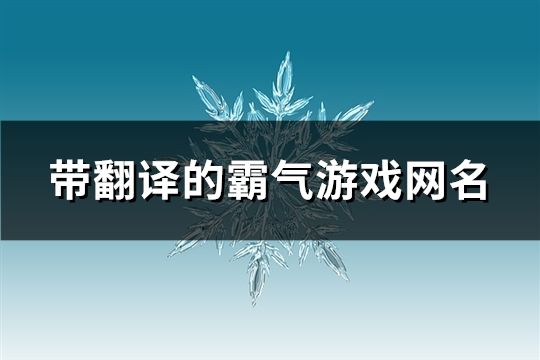 带翻译的霸气游戏网名(共166个)