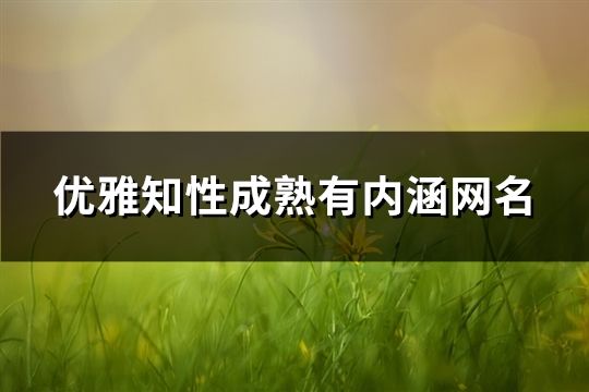 优雅知性成熟有内涵网名(精选1***个)