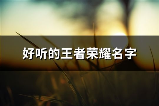 好听的王者荣耀名字(129个)