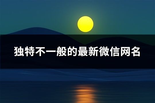 独特不一般的最新微信网名(962个)