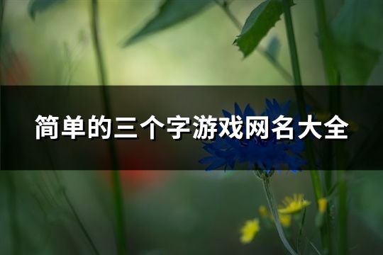 简单的三个字游戏网名大全(精选911个)